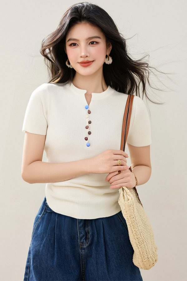 Small summer tops Korean style slim sweater for women